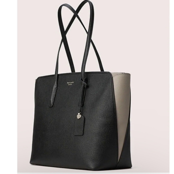 kate spade Handbags - Kate Spade Margaux Large Leather Tote Black Taupe $298